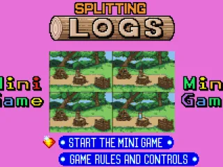 
											One of the mini-games: Splitting Logs.