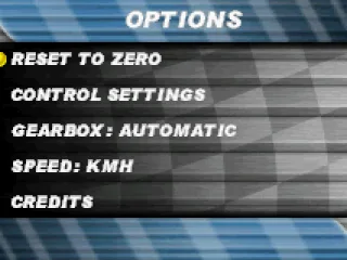 
											Options screen.