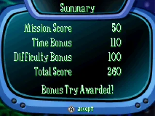 
											Level statistics. If you did well enough, you get an extra life.