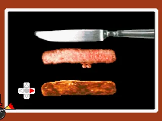 
											This particular microgame has you slicing away on a chunk of steak.