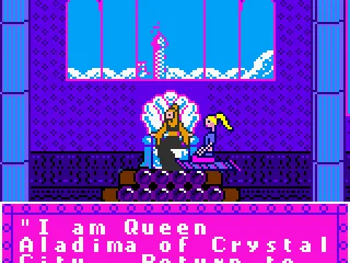 
											The queen Aladima will train Barbie after collecting the 4 crystal balls.