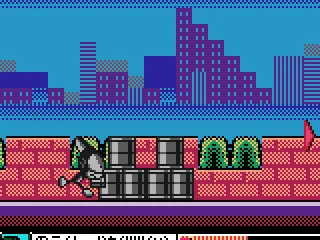 
											There are a few obstacles on the ground that Kuro has to jump over to avoid taking damage.