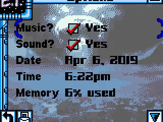 
											The options screen.