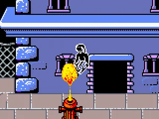 
											Wait a good moment to jump these fire hydrant, or else Jim will be burned for a moment... :-(