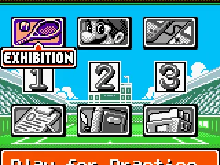 
											The main menu: here you can play only for training purposes, begin a new tennis career, try the luck in some mini-games etc.