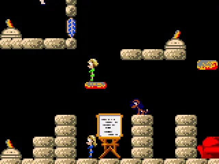 
											The levels get more complicated farther in.  This one has three switches and is two screens wide.