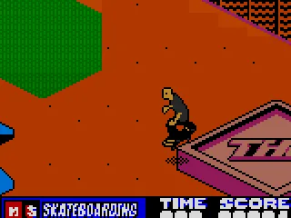 
											Grinding on a block with the logo of the capitalist fat cat.