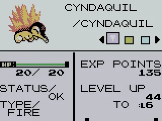 
											Stats screen of your newly acquired Pokémon