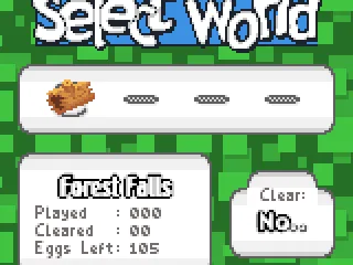 
											Select world screen. Creepy Castle, Slime Caves and Bubble Barrage not unlocked yet