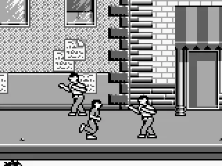 
											In the first segment, you walk down the street avoiding these guys. (Game Boy)