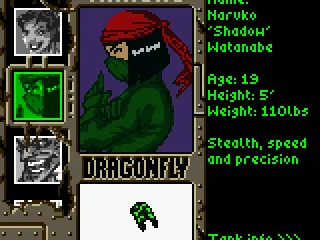 
											Character selection. A ninja?