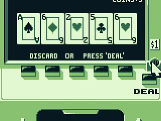 
											The cards are dealt. I click the button under any I want to discard.