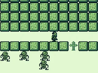 
											An abundance of enemies - the cross won't let the ghosts pass.