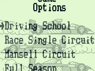 
											The race options. Driving school has you alone on the track.