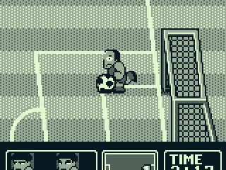 
											The goalie stopped the ball. Now he will kick it back.