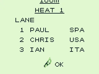 
											First event: The 100m