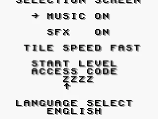 
											Options screen