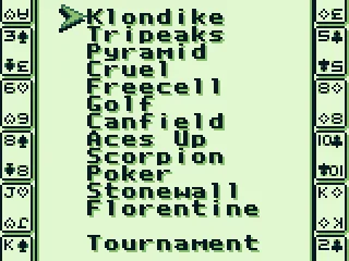 
											Various selection of Solitaire modes