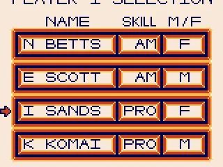 
											Golfer selection