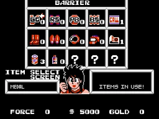 
											Item select screen