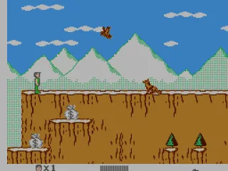 
											Starting the second level, contending with both a bird and a wolf (and lots of money)