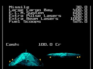 
											The ship loadout screen.