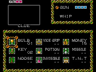 
											The Inventory Screen keeps track of all your items and weapon power-up levels