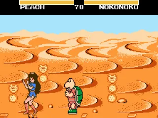
											Peach vs. a Koopa ; she looks more like an evil twin version from a regular fighting game.