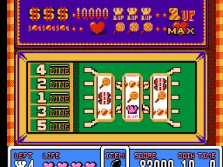 
											In between each stage you get to play the slot machine to earn bonuses.