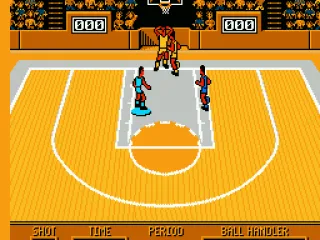 
											The basketball is above the rim
