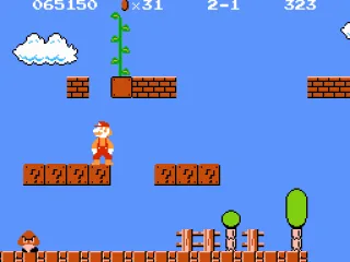 
											Invincible Mario discovers a beanstalk...