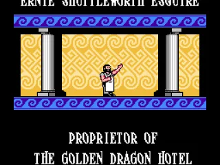 
											After the intro, the game scrolls an interminable cast of characters