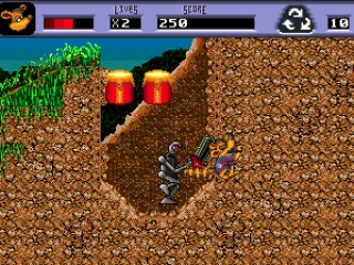 
											Attacked by a robot in a cave