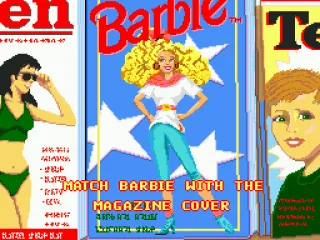 
											Match Barbie's outfit to the magazine cover.