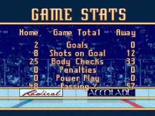 
											Game statistics screen