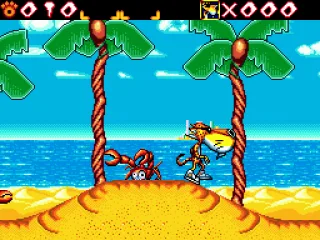 
											On a beach, avoiding crabs