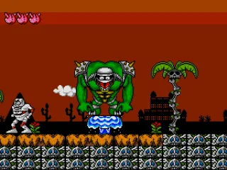
											The third boss is riding on a fountain of water.