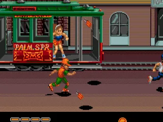 
											In the second part of the first stage, a girl throws bombs into your path.