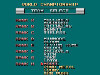 
											Team select