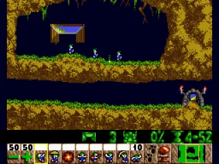 
											The first few levels serve as a tutorial. The game tells you exactly what job to use to save the lemmings
