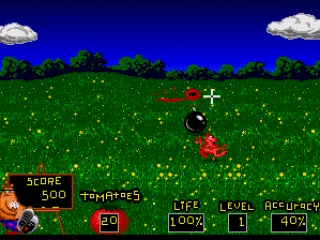 
											Ready, Aim Tomatoes!: you have to shoot tomatoes against the enemies while avoiding them to shoot you back.