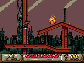 
											This rolling fireball is one of the many bizarre enemies