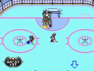 
											A melee in front of the net