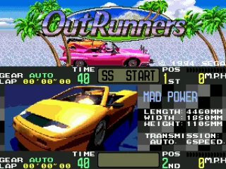 
											Title screen showing Mad Power car