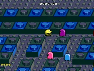 
											Pac is about to collide with the purple ghost