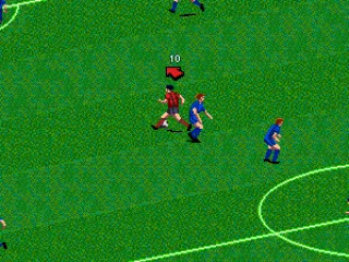 
											The arrow points to the net.