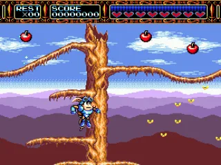 
											Sparkster collects apples.