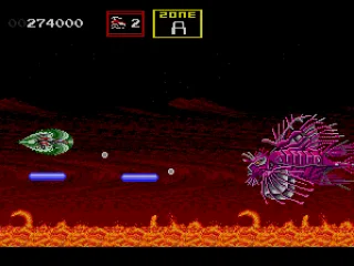 
											The first end of level boss fires some lasers at you...