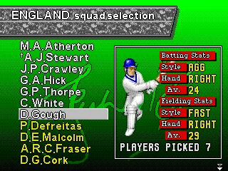 
											Squad selection