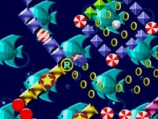 
											This is a Special Stage; that glittering gem up there is a Chaos Emerald. There's 6 of them in the game.